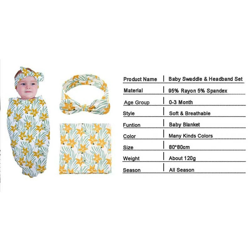 Printed Headband Swaddle Set