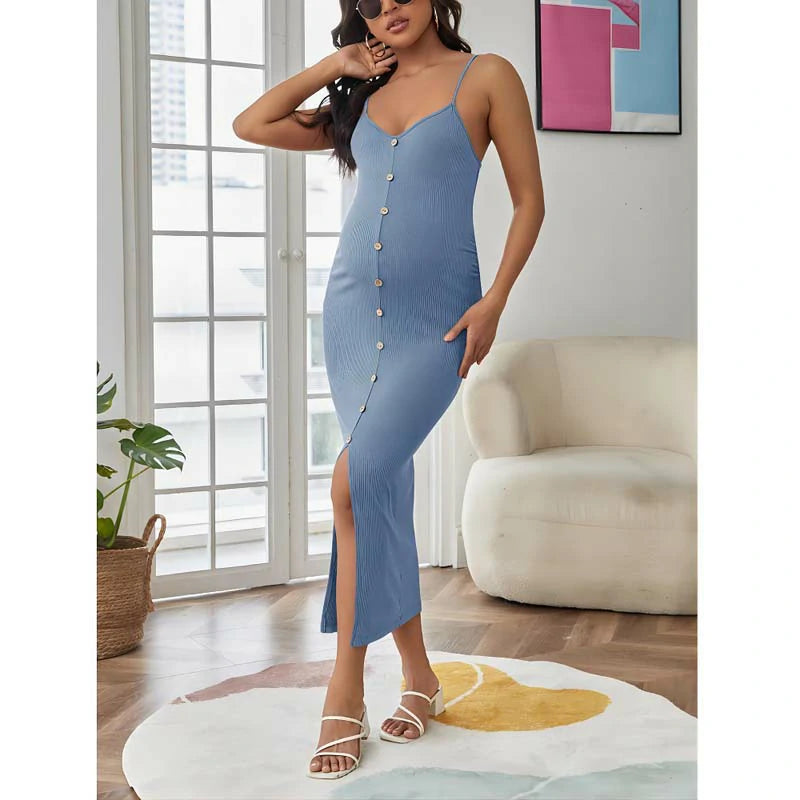 MATERNITY BUTTON FRONT CAMI DRESS