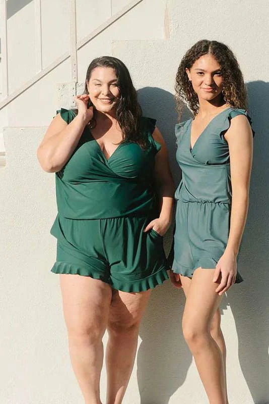 GREEN STYLISH SWIMSUIT WITH BUILT-IN BRA