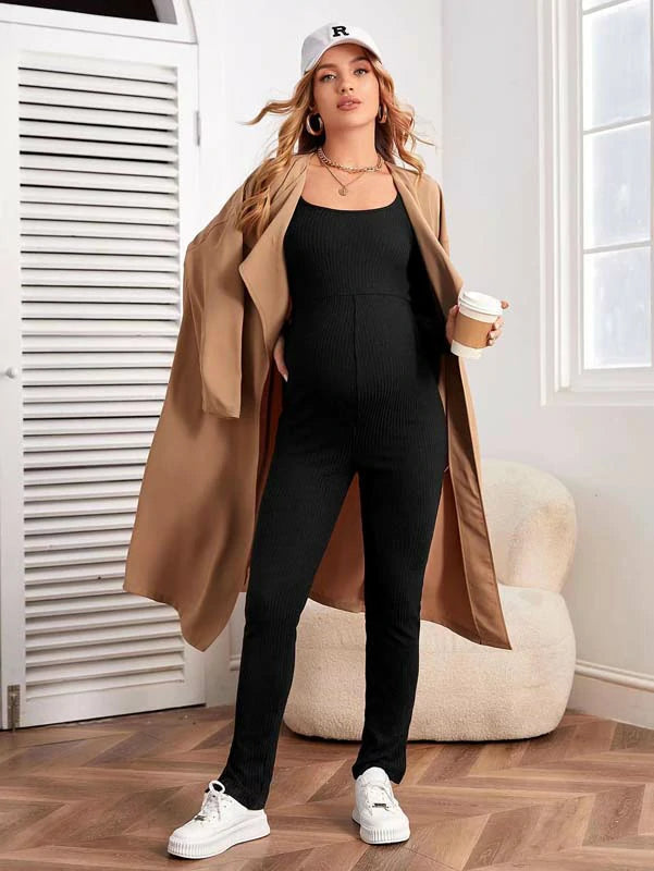 MATERNITY DEEP NECK JUMPSUIT