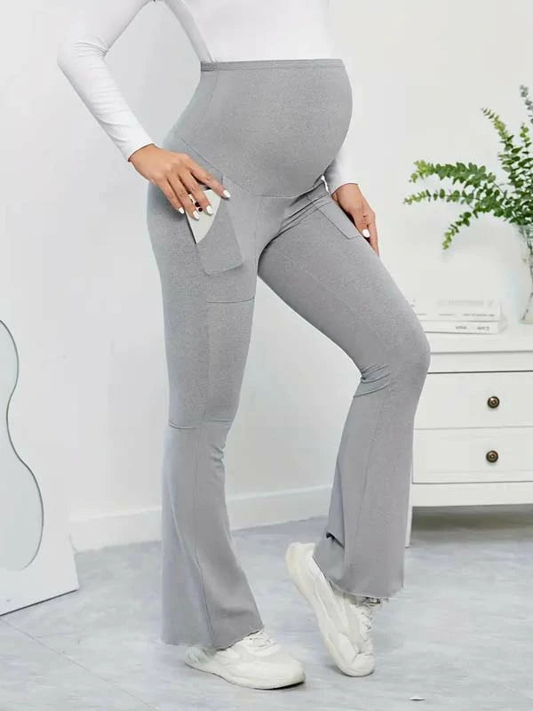 MATERNITY WIDE LEG PANTS LIGHT GRAY