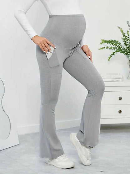 MATERNITY WIDE LEG PANTS LIGHT GRAY