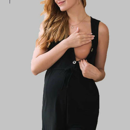 BLACK MATERNITY JUMPSUIT