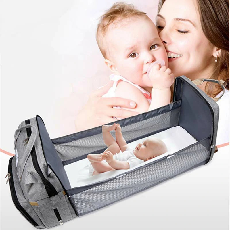 Foldable Crib Diaper Bag Backpack