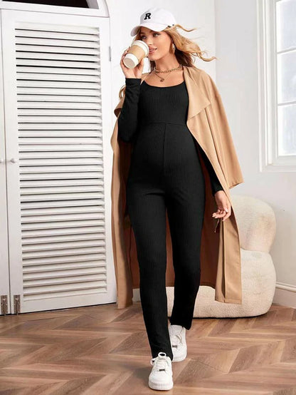 MATERNITY DEEP NECK JUMPSUIT