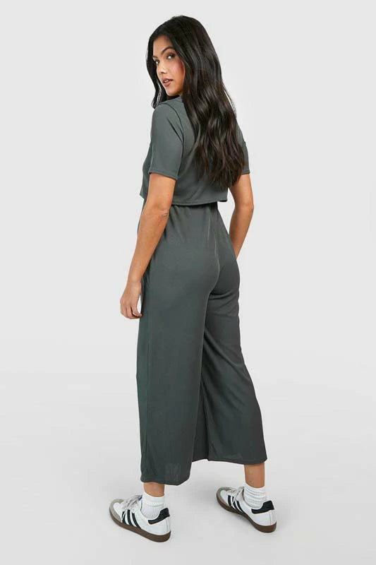 MATERNITY NURSING RIB CULOTTE JUMPSUIT