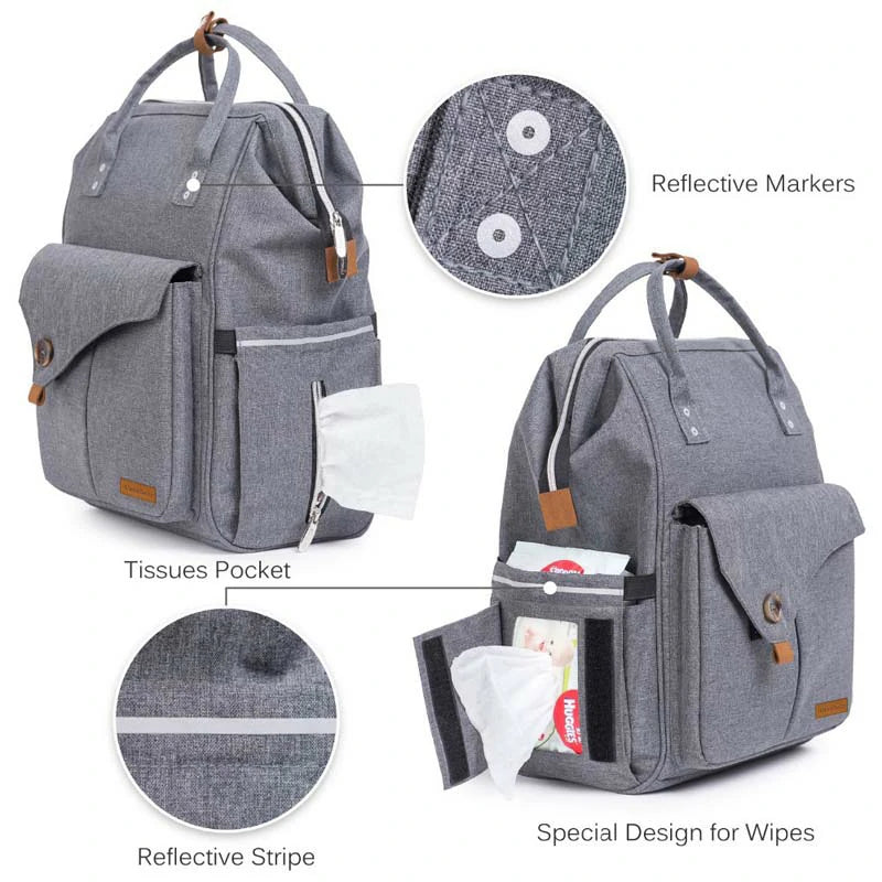 Grey Diaper Bag Backpack