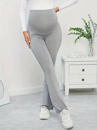 MATERNITY WIDE LEG PANTS LIGHT GRAY