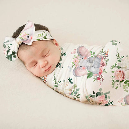 Newborn Swaddle Blanket with Headband Set