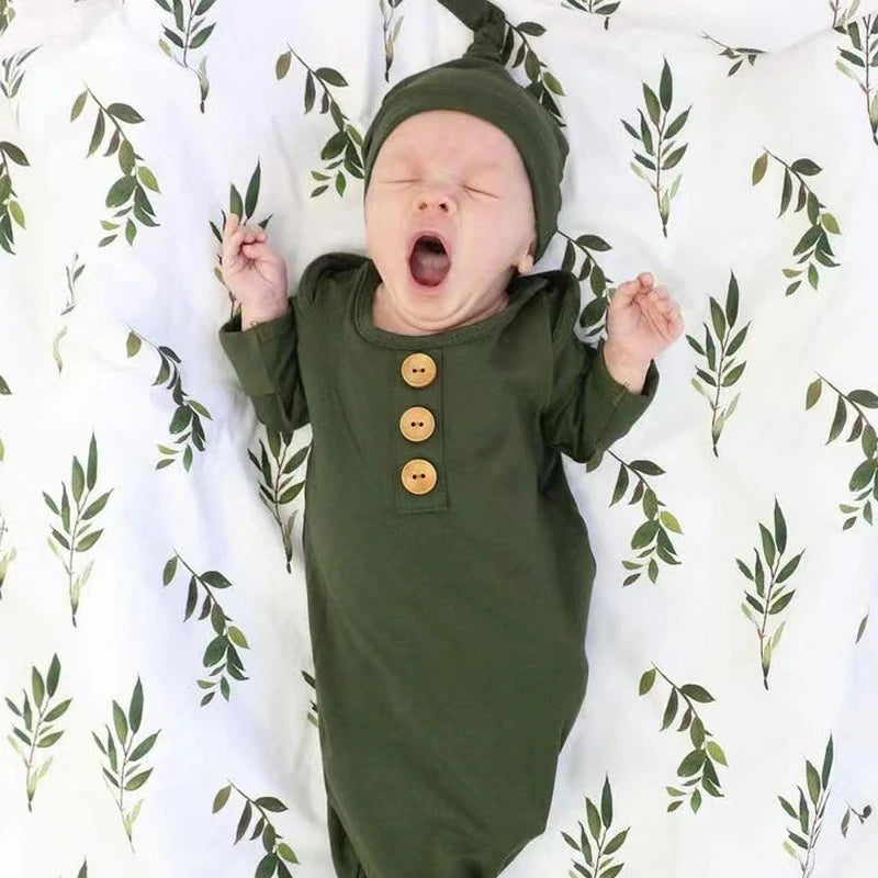 Bamboo Fiber Viscose Baby Pajamas + Hat