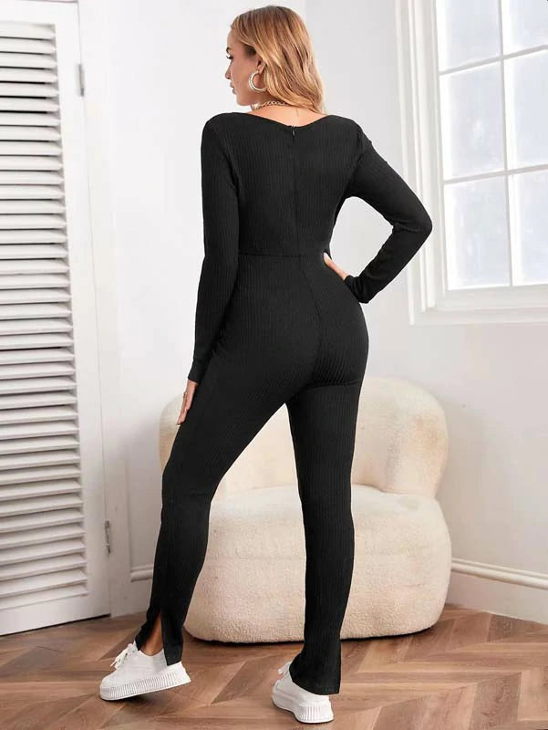 MATERNITY DEEP NECK JUMPSUIT