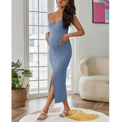 MATERNITY BUTTON FRONT CAMI DRESS