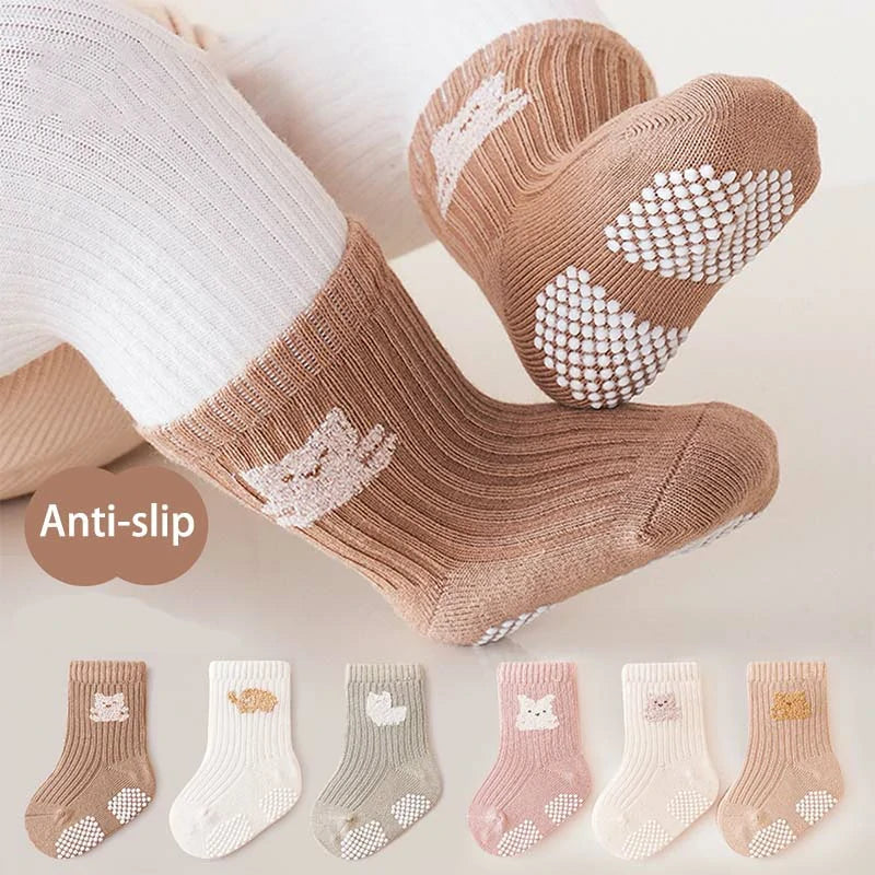 3 Pairs Baby Non-slip Indoor Walking Socks