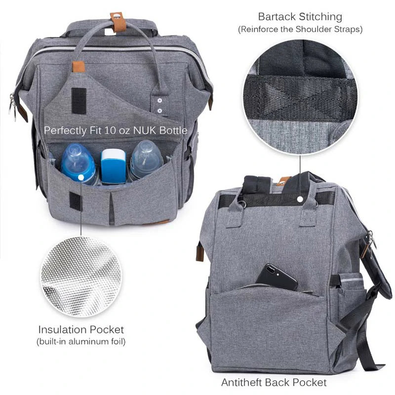 Grey Diaper Bag Backpack