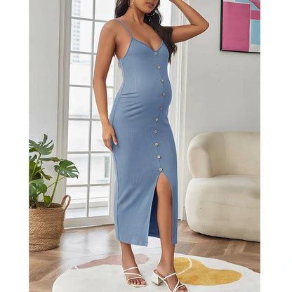 MATERNITY BUTTON FRONT CAMI DRESS