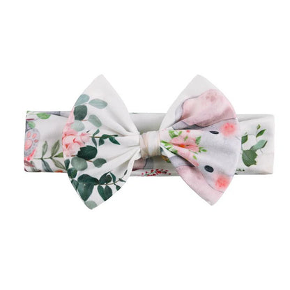 Newborn Swaddle Blanket with Headband Set