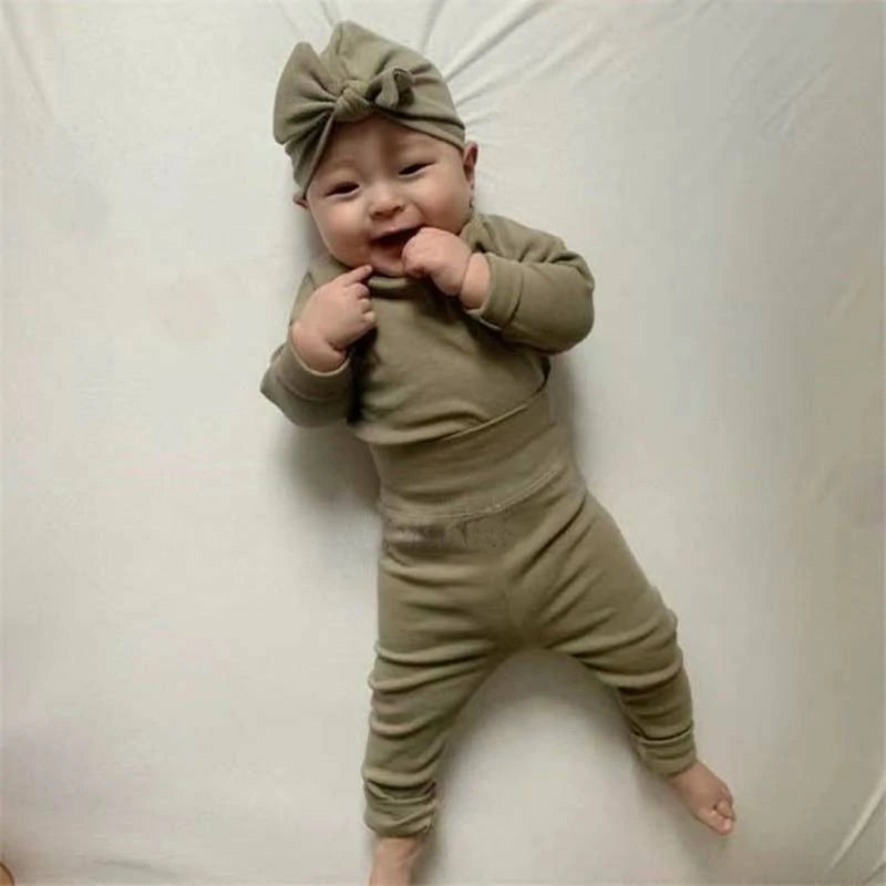 Baby top + pants + hat three-piece set