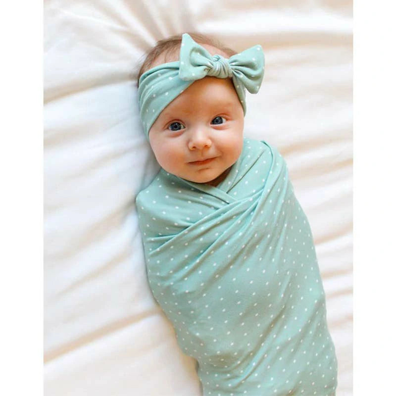 Newborn Swaddle Blanket Headband Set