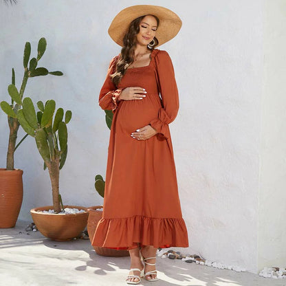 MATERNITY PUFF SLEEVES DRESS