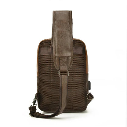 Retro PU leather sling backpack