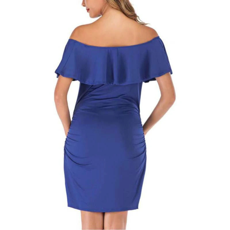 MATERNITY OFF-SHOULDER A-LINE DRESS