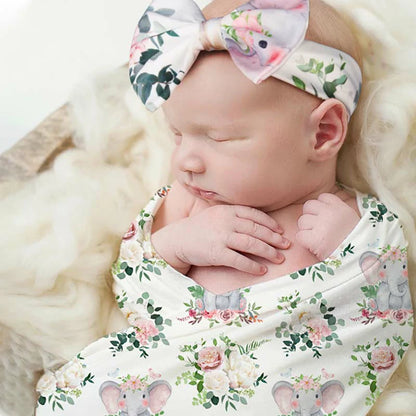 Newborn Swaddle Blanket with Headband Set