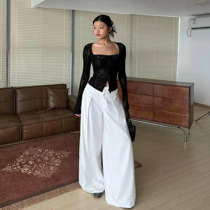 FCII-V-SHAPED LOW-RISE WIDE-LEG SUIT PANTS