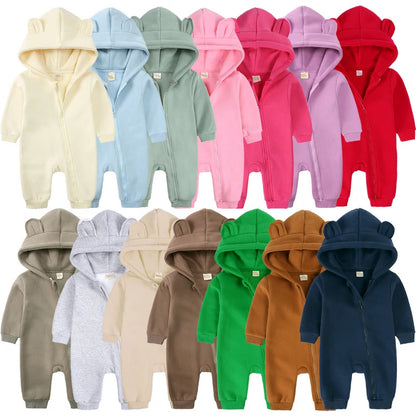 Newborn Bear Ear Hoodie Bodysuit