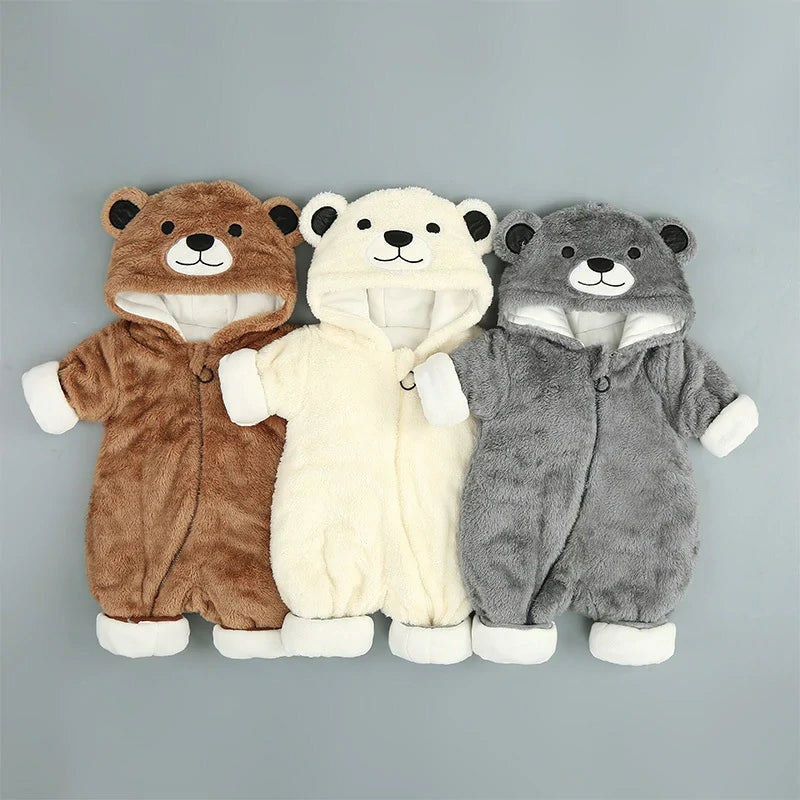 Cute Baby Bear Fleece Warm Bodysuit