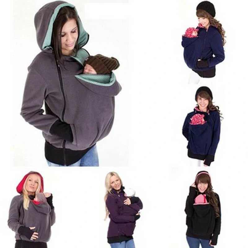 2 in 1 Maternity Polar Fleece Hoodie Baby Carrier