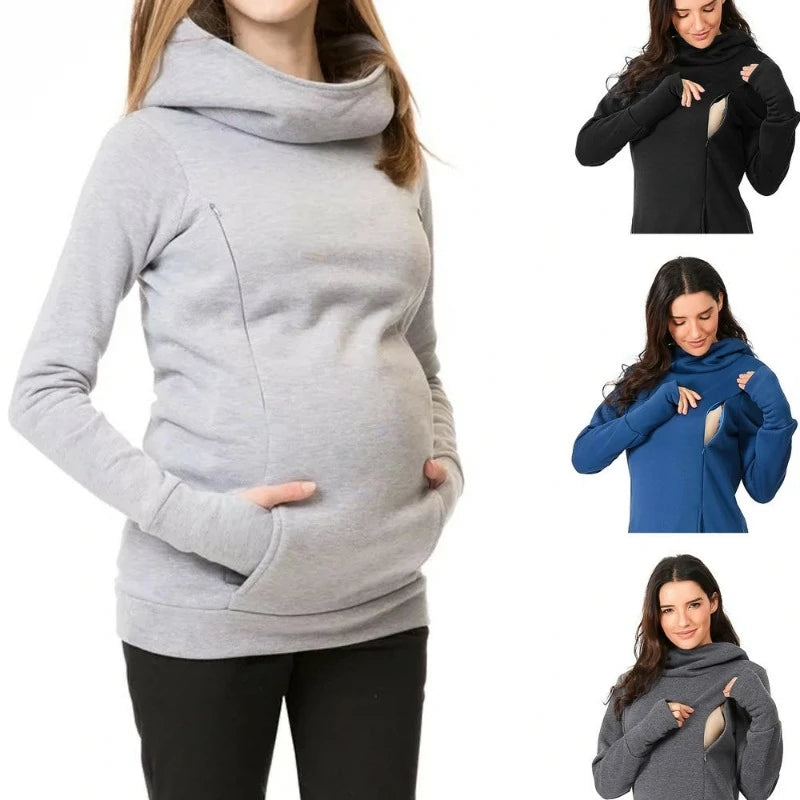 Maternity Hoodie Nursing Sweater