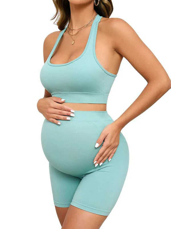 BLUE  PREGNANCY YOGA 2-PIECE SET