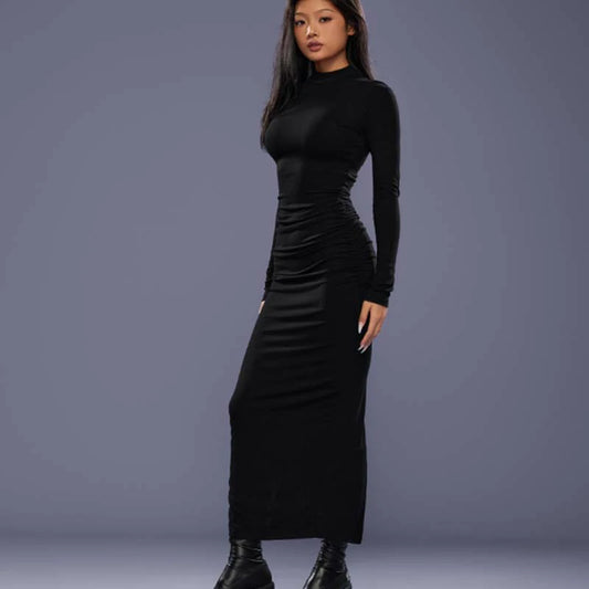 FCII-HALF TURTLENECK DRESS BLACK