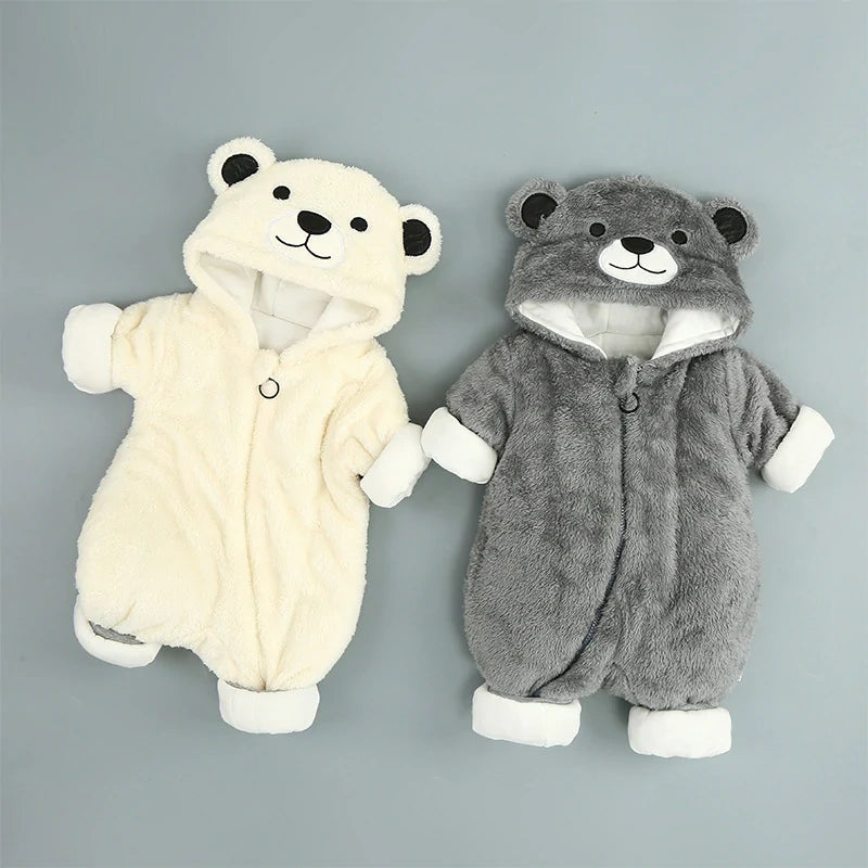 Cute Baby Bear Fleece Warm Bodysuit