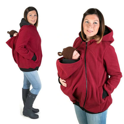 2 in 1 Maternity Polar Fleece Hoodie Baby Carrier