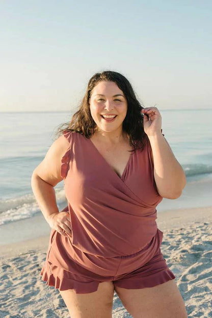 GREEN STYLISH SWIMSUIT WITH BUILT-IN BRA