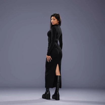 FCII-HALF TURTLENECK DRESS BLACK