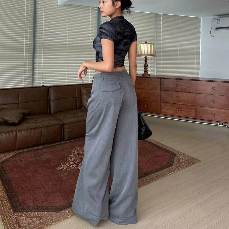 FCII-V-SHAPED LOW-RISE WIDE-LEG SUIT PANTS