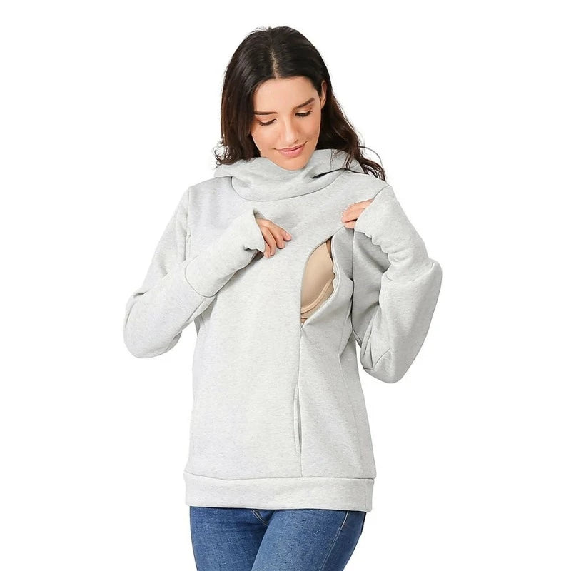 Maternity Hoodie Nursing Sweater