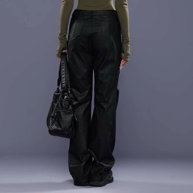 FCII-V-WAIST HEAVY LEATHER PANTS