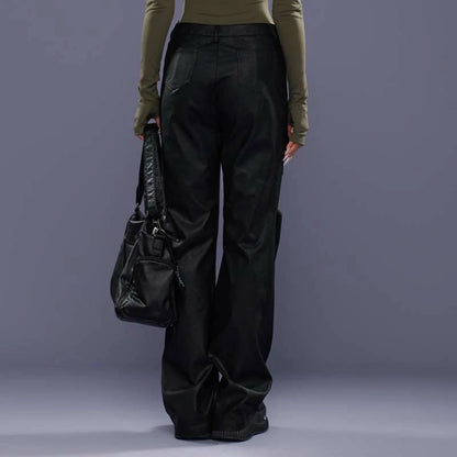 FCII-V-WAIST HEAVY LEATHER PANTS