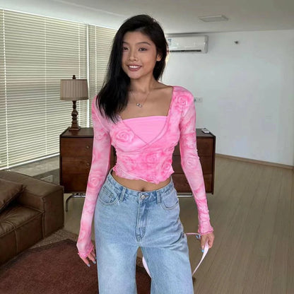 FCII-PINK ROSE MESH TOP