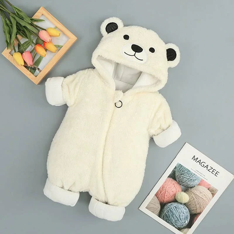 Cute Baby Bear Fleece Warm Bodysuit