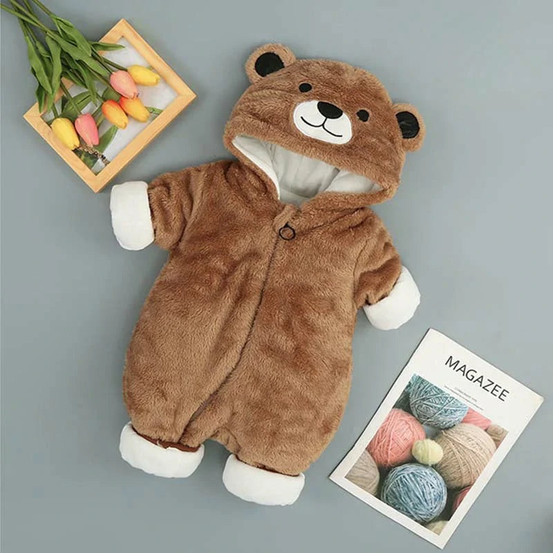 Cute Baby Bear Fleece Warm Bodysuit