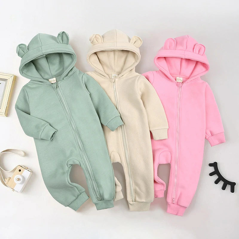 Newborn Bear Ear Hoodie Bodysuit