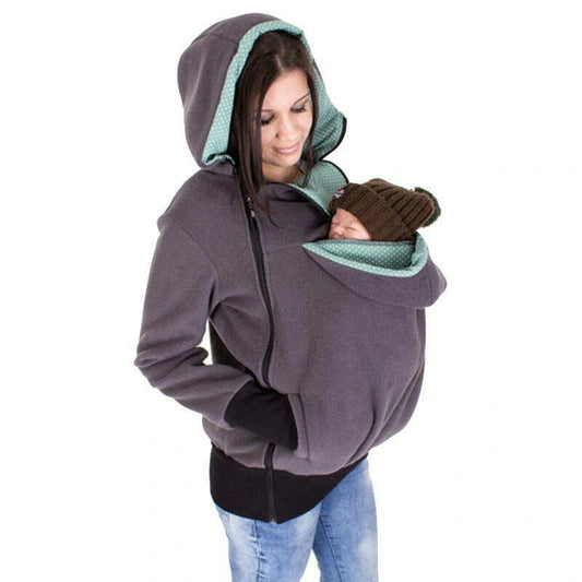 2 in 1 Maternity Polar Fleece Hoodie Baby Carrier