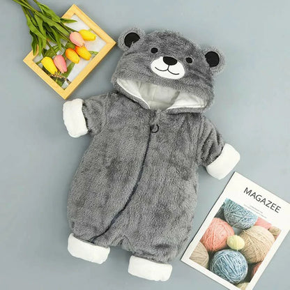 Cute Baby Bear Fleece Warm Bodysuit