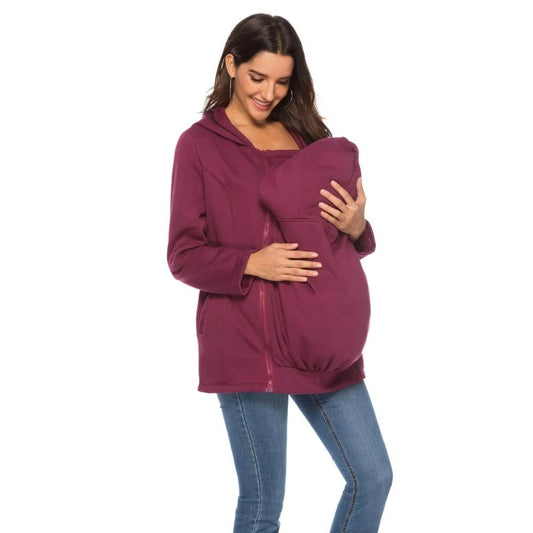 Women's Zip Maternity Baby Carrier Hoodie