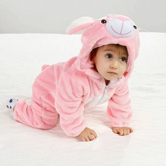 Baby Soft Animal Cartoon Hooded Onesie