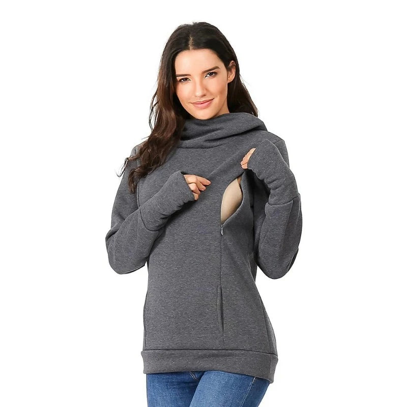 Maternity Hoodie Nursing Sweater